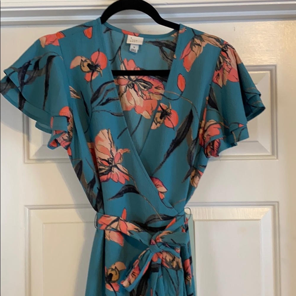 Mid length, cross tie floral dress
